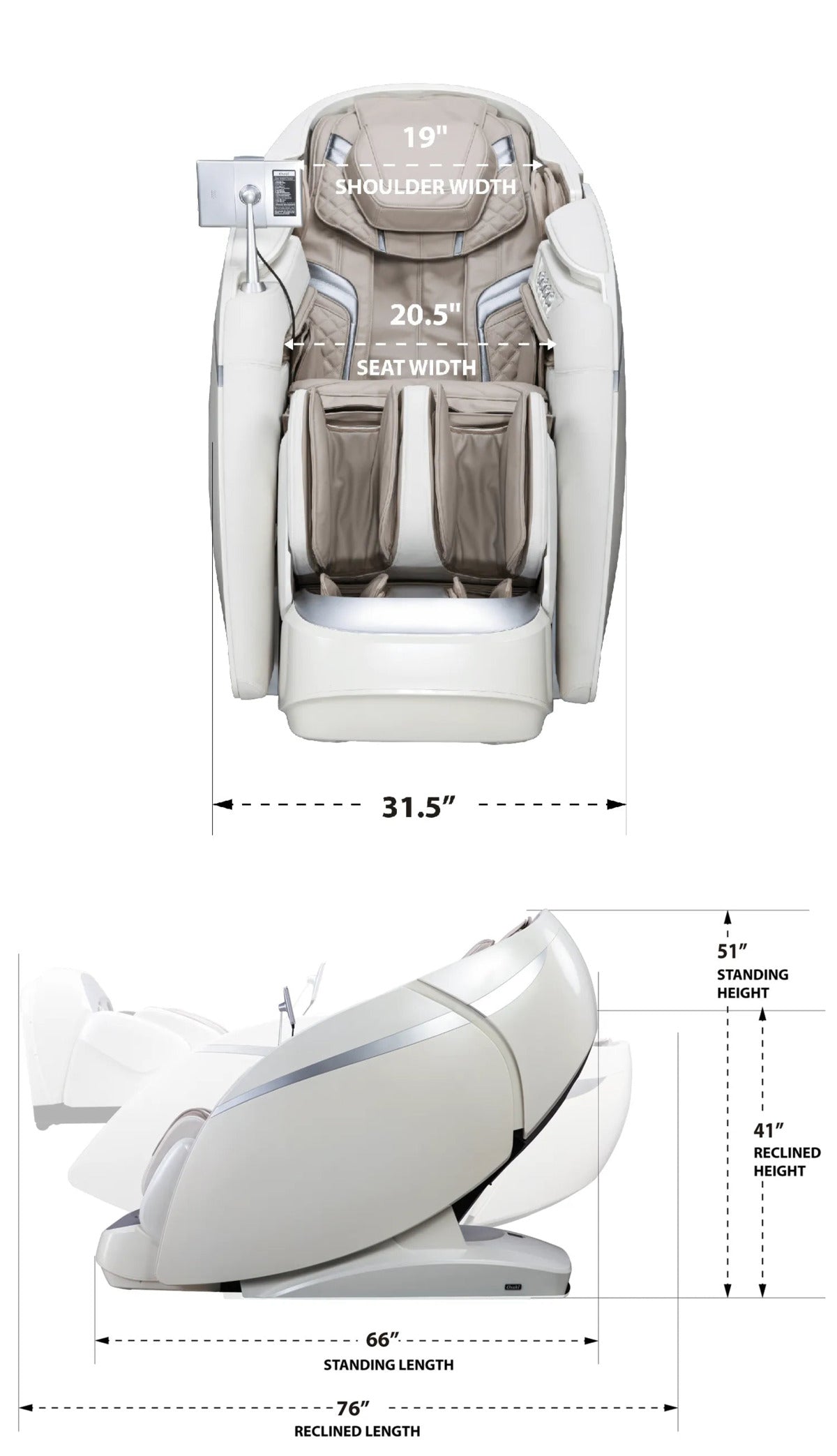 Osaki 4D DuoMax Dimensions